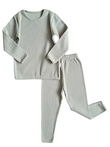DreamBuy 20 Farben Gerippter Pyjama/Trainingsanzug/Loungewear Unisex Jungen und Mädchen Pyjamas Babykleidung Pyjamas für Frauen und Herren Pyjamas (M, Salbei)