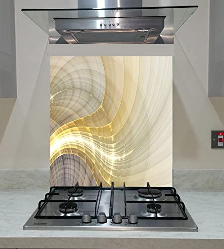 Spritzschutz, Panel Küche, gehärtetes Glas, gebogene Fractal Linien Digital Artwork, jede Größe, Va Art Glas (breit 60 x Höhe 70 /cm)