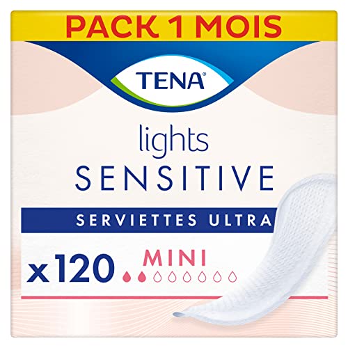 TENA Lights Sensitive Ultra Mini Inkontinenzeinlagen ohne Duft, für leichte Blasenschwäche und empfindliche Haut, 120 Stück, 6x20