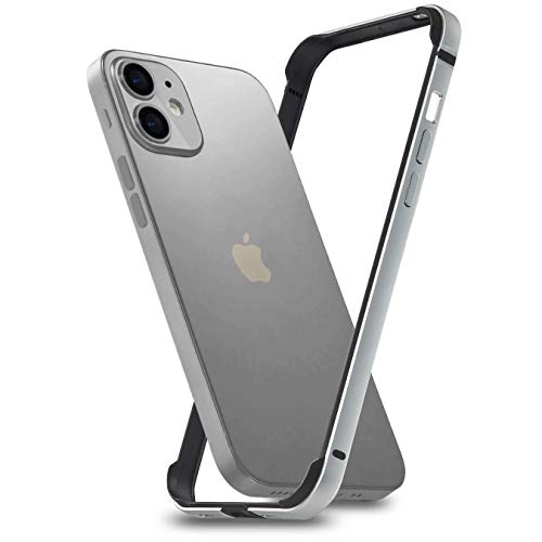 Arktis Hülle für iPhone 12, AirZero Alu Bumper Rahmen - Silber kabelloses Laden möglich Aluminium ultradünn federleicht