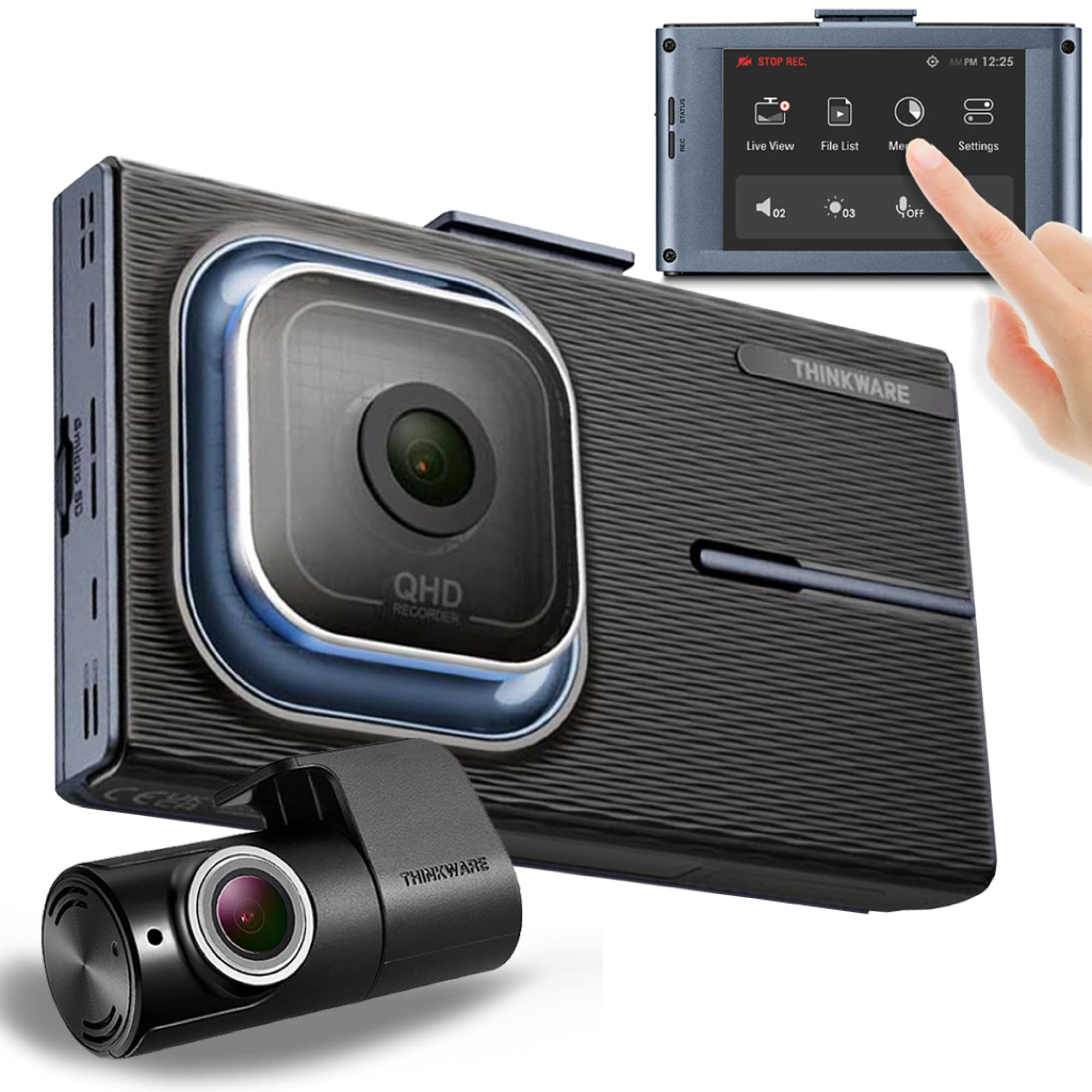 Thinkware X1000 Zweikanal-Dashcam 2K QHD Front- und Rückkamera, 156° Weitwinkel-Armaturenbrett-Kamerarekorder mit G-Sensor, Sony-Sensor, Parkmodus, 3,5-Zoll-LCD-Touchscreen, Nachtsicht, Autokamera
