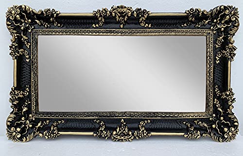 artissimo Wandspiegel Barock SCHWARZ Gold 96 x57cm Prunk Spiegel Friseurspiegel Badspiegel Flurspiegel Antik Spiegel 3074