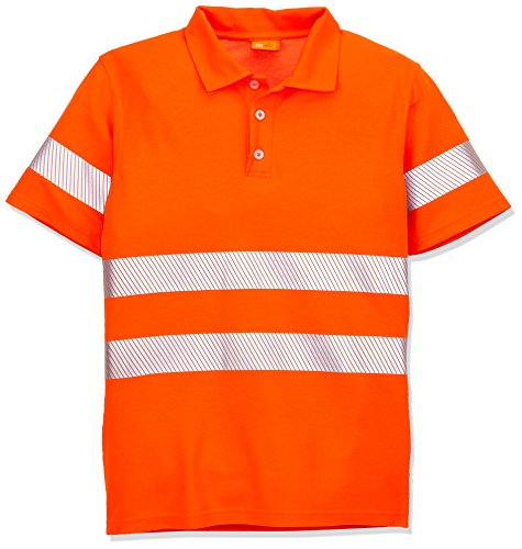iQ-UV w5150024260-48-S UV-Schutz 50 plus Polo Shirt mit Warnschutz nach EN20471, Orange Hv, S