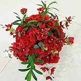 Künstliche Blatt 35-40cm Olive Branch Dahlia Straße Führer Artificial-Ball-Blume Diy Blumenstrauß Hochzeitsdeko Hintergrund Blumen-Tabellen Rose Blatt Beere D2 37cm Künstliche Blumen