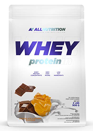 ALLNUTRITION Whey Protein 908g 1er pack Eiweißpulver Molkenproteinpulver Muskelaufbau mit Verzweigte Aminosäuren BCAA (Chocolate Caramel)