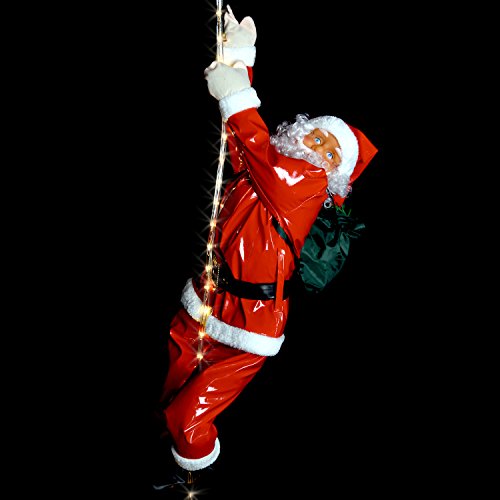 Weihnachtsmann Santa Claus am 200cm langen LED Lichtseil Weihnachtsdeko Christmas Noel Aussendekoration Innendekoration weihnachtlich Advent Adventszeit
