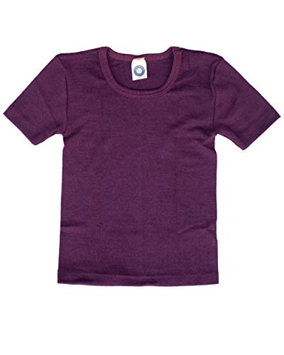 Cosilana, Kinder Unterhemd/T-Shirt, 70% Wolle und 30% Seide (140, Pflaume)