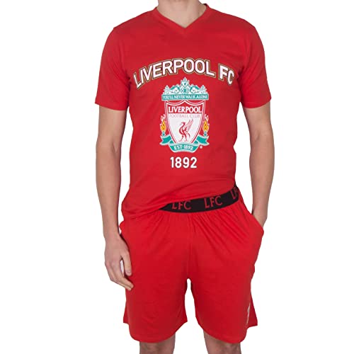 Liverpool FC - Herren Schlafanzug-Shorty - Offizielles Merchandise - Fangeschenk - Rot Wappen - L