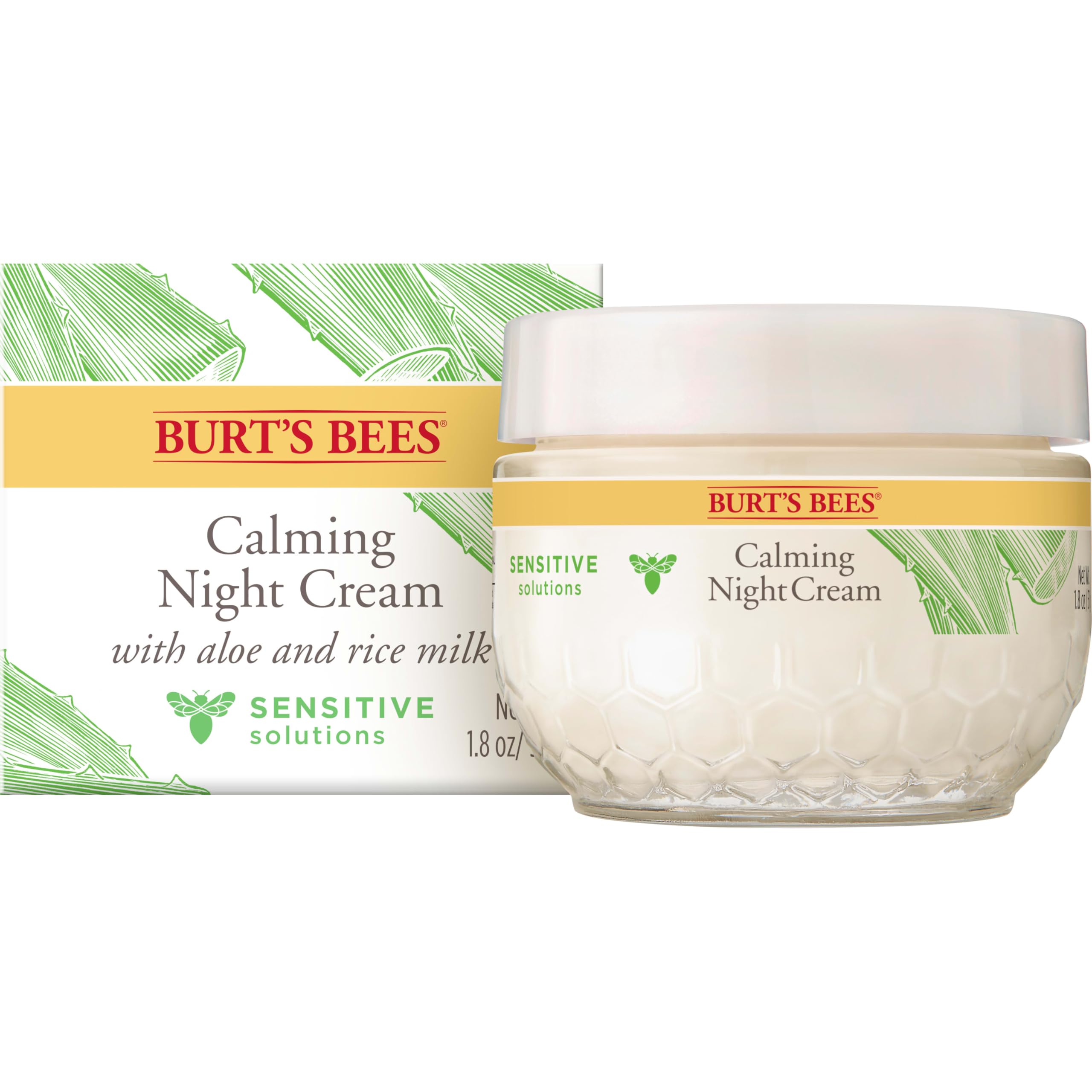 Burt's Bees Nachtcreme für empfindliche Haut mit Baumwollextrakt, 1er Pack (1 x 51 g)