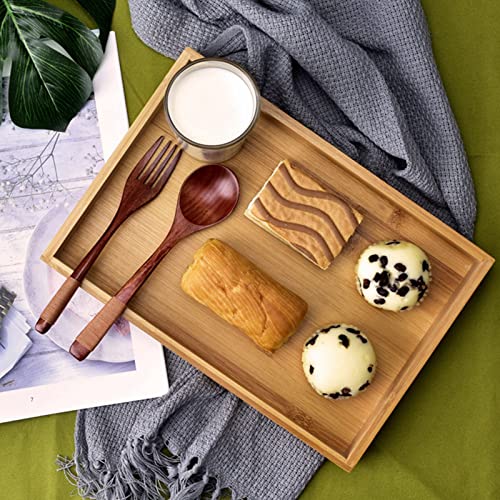 Raguso Holztablett Bambus-Tablett Holz Rechteckiges Serviertablett Obst-Serviertablett Rechteckiges Tablett Büro für Restaurant Home Hotel (28 * 19.5 * 3 cm)
