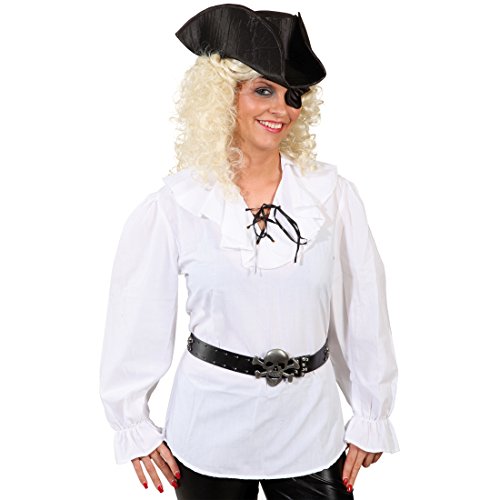 Amakando Piratenhemd weiß Piratin Hemd SM 36/38 Piraten Bluse Piratenbluse Damen Karneval Kostüme Frauen Seeräuber Damenhemd Pirat Damenbluse