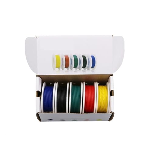 RAHBI 30 m/Box 20awg UL 1007 verzinnter reiner Kupferdraht (5 Farben in einer Box Mix-Litzendraht-Kit) PVC-Kabelleitung for Selbermachen leisurely (Color : Box1 30m)