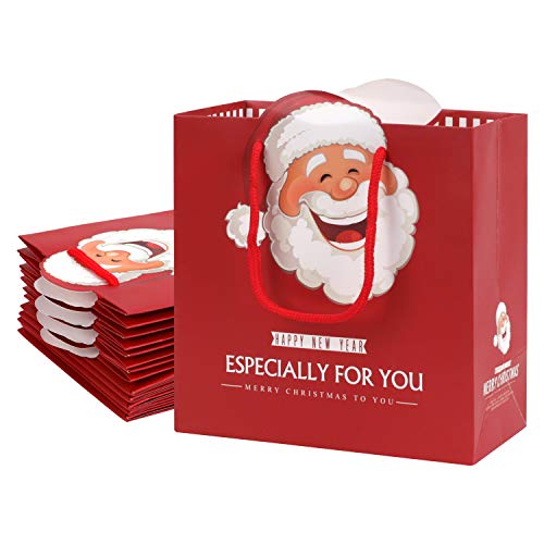 10 Weihnachtsgeschenktüten mit Henkel Geschenktasche Weihnachtsmann Schneemann Geschenkbeutel mit Glockenmuster Wiederverwendbare Papier Boxen zum Verpacken für Weihnachten Süßigkeiten Schokoladen