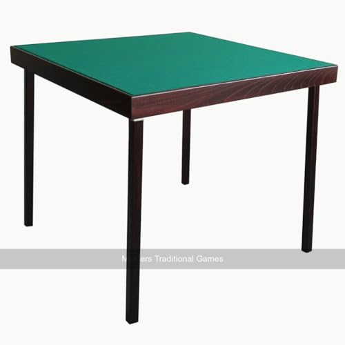 Masters Finesse Bridge Table with Folding Legs - Foldable Card Table - Mahogany Finish with Green Baize - 80cm x 80cm - Crafted in The UK - for Club and Home Use