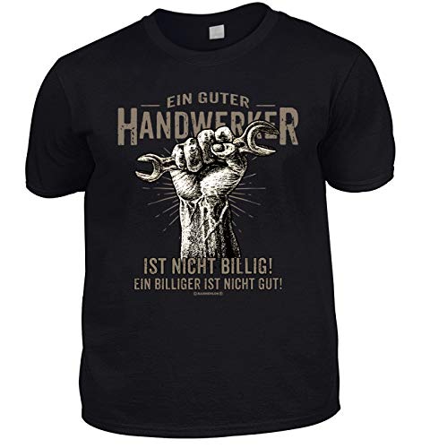Handwerker T-Shirt Herren schwarz - EIN guter Handwerker ist Nicht billig - lustige Fun Shirts 4 Heroes Geburtstagsgeschenk-Set für Männer mit Urkunde