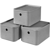 CURVER Beton Aufbewahrungsbox S mit Deckel (4 L), 3er Set, Kunststoff, Hellgrau, Small