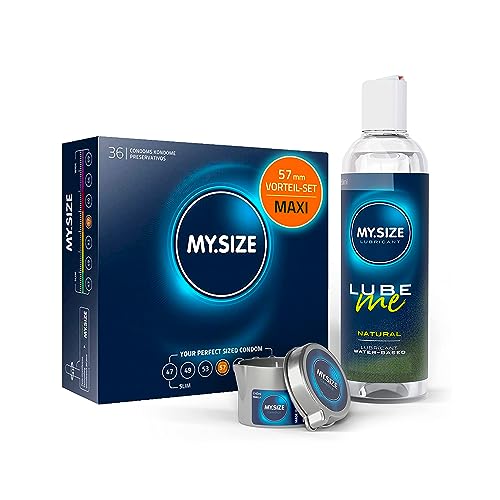 Vorteilspack MY.SIZE Kondome 57mm, 36er Pack + MY.SIZE Natural Gleitgel 250ml + MY.SIZE Massagekerze