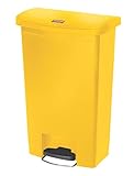 Rubbermaid Commercial Products Slim Jim 1883575 50 Litre Front Step Step-On Resin Wastebasket - Yellow