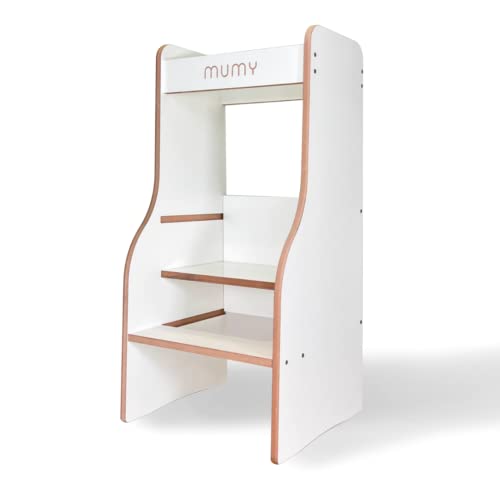 mumy™ easySTEP | Learning Tower Montessori Schmutzabweisend | 3-stufig verstellbar | Lernturm designed und hergestellt in Italien aus nachhaltigen Materialien