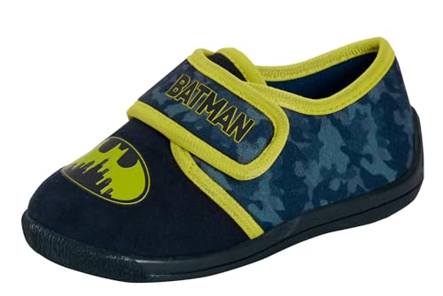DC Comics Batman Jungen Hausschuhe Leicht Verschluss Stiefel Kinder Hausschuhe, Schwarz / Gelb, 32 EU