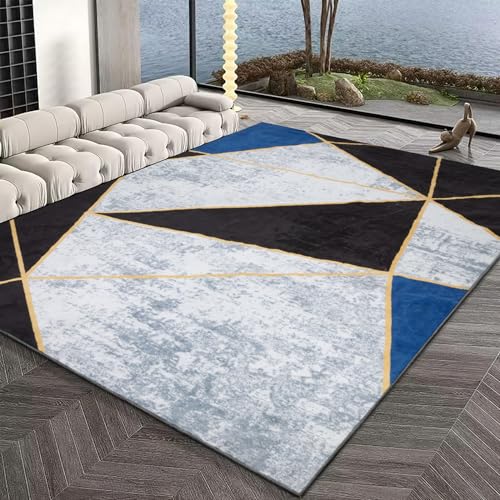 Sour Lemon rutschfest Teppich, Modern Minimalistisch Luxus geometrisches Design Teppich,Wohnzimmer Teppich Kurzflor Carpet Weicher Teppich für Esszimmer Zuhause