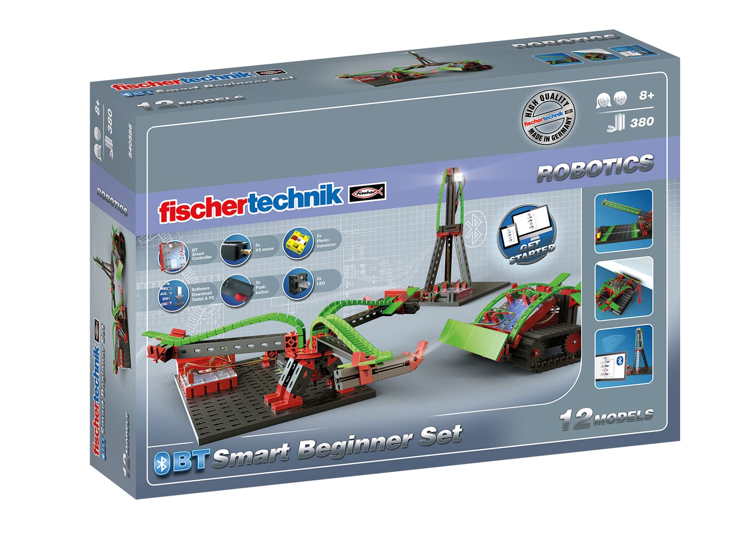 fischertechnik 540586 ROBOTICS – BT Smart Beginner Set, Bluetooth Bausatz für Kinder ab 8 Jahren, Roboter Spielzeug mit Sensoren, Motoren & Lichtschranken