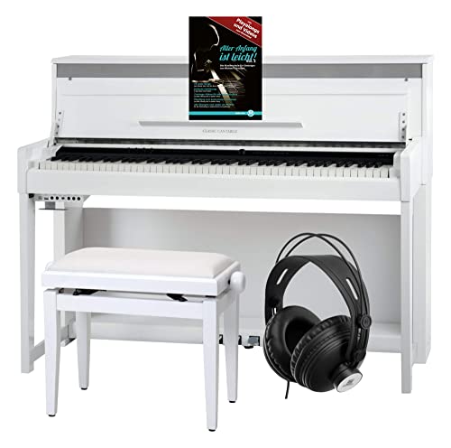 Classic Cantabile UP-1 WH E-Piano Weiß Hochglanz Deluxe Set