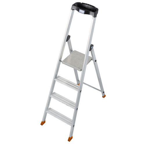 KRAUSE Stufen-Stehleiter »MONTO Solido«, 4 Sprossen, Aluminium - silberfarben