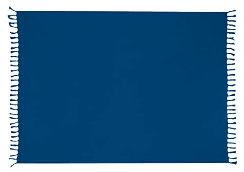 Pareo Sarong Tuch Damen Herren - Wickelrock Strand - Strandtuch Blickdicht als Wickeltuch oder Handtuchkleid und Wickelkleid Unisex Frauen und Männer - mit Schnalle einfarbig Tiefen Blau