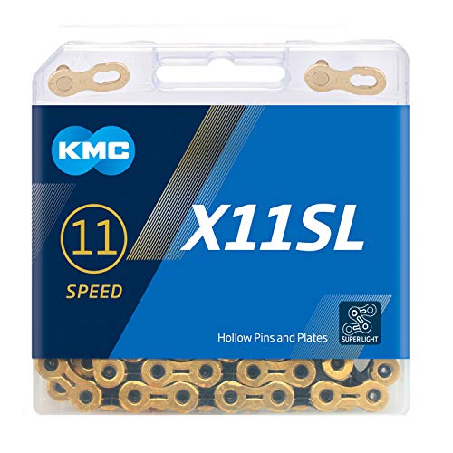 KMC Unisex – Erwachsene Ti-N Black X11SL 11-Fach Kette 1/2" x11/128, 118 Glieder, Gold-schwarz