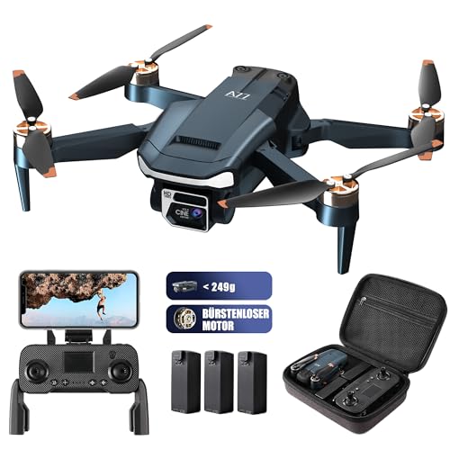 Drohne mit Kamera für Erwachsene Anfänger, CHUBORY A77 Wi-Fi FPV Quadcopter mit bürstenlosem Motor, einstellbare 2K HD Kamera, Folgen Sie mir, Auto Hover, 3 Batterien 84 Min lange Flugzeit