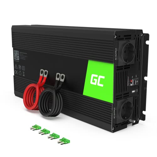 Green Cell® 1500W/3000W Modifizierte Sinus Spannungswandler Wechselrichter 24V auf 230V Modified Sine Wave Power Inverter Umwandler für Auto Direktanschluss an Autobatterie inkl
