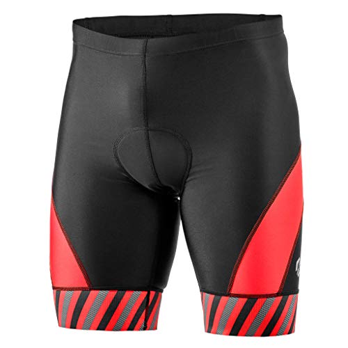 SLS3 Triathlon Hose Herren | 1 Tasche mit Reißverschluss | FX Z Tri Shorts | Gepolstert Schwarz (Black/Red Stripes, L)
