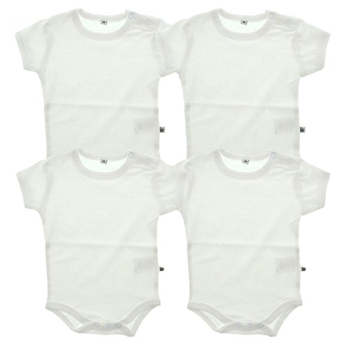 PIPPI Unisex Baby 4er Pack Aufdruck, Kurzarm Formender Body, Weiß (Weiss 100), (Herstellergröße:80)
