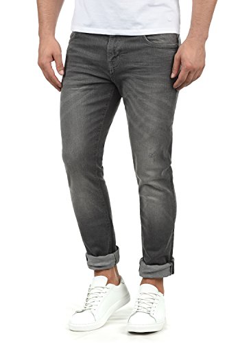 Indicode Aldersgate Herren Jeans-Hose Lange Hose Denim aus hochwertiger Baumwoll-Mischung Destroyed-Optik/Used-Look, Größe:W33/34, Farbe:Light Grey (901)
