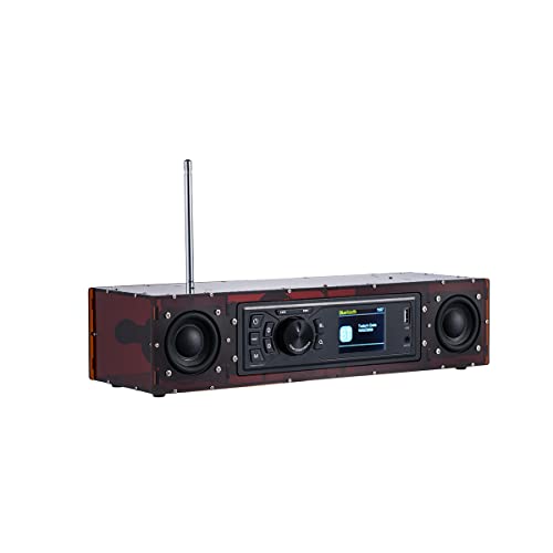 AOVOTO ALK103 FM / Dab DIY Radio-Kits (DIY) mit Acrylgehäuse, Dab+/FM DIY Sets mit Alarmmodus, LCD-Display und Stereo-Soundbox (Braun)