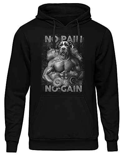 Uglyshirt89 No Pain No Gain Kapuzenpullover | Sport Bodybuilding Logo Workout Fitness Gym Pullover Hoodie | M2 (XL)