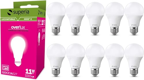 Superia E27 LED Drop Bulb, 11 W (70 W Äquivalent), 4000 K natürliches Licht, 1010 Lumen, GE27N, 10er Pack