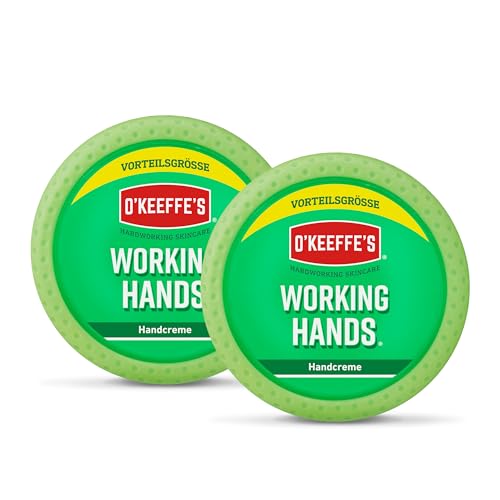 O'Keeffe's Working Hands 193g Tiegel 2 Pack - Handcreme für extrem trockene, rissige Hände, Erhöht sofort den Feuchtigkeitsgehalt, bildet eine Schutzschicht und verhindert Feuchtigkeitsverlust