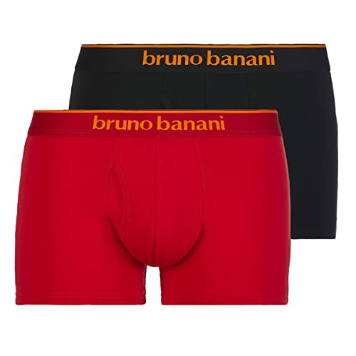 bruno banani Herren 2er Pack Boxershorts Baumwolle Unterhosen Männer (S-3XL) Quick Access Unterwäsche, schwarz/orange // rot/orange, L
