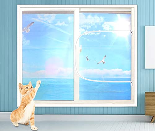 XWanitd Katzensicherheits-Fensterschutz, Mückenschutz, Balkonnetze, kratzfest, Katzennetz, selbstklebend, Fensternetz, DIY-Größe, Reißverschluss (150 x 160 cm, Reißverschluss-C)