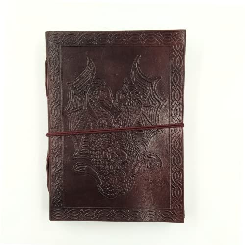 Overdose Tagebuch mit doppeltem Drachenschloss, handgefertigt, echtes Leder, 12,7 x 17,8 cm