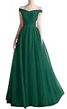 Romantic-Fashion Damen Ballkleid Abendkleid Brautkleid Lang Modell E270-E275 Rüschen Schnürung Tüll DE Grün Größe 48