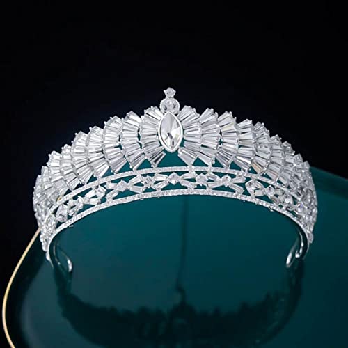 LZQPEARL Barock Luxus funkelnden klaren Kristallbraut -Tiaras Kronen -Strass -Festzug Stirnband Hochzeitshaarzubehör Brautkrone