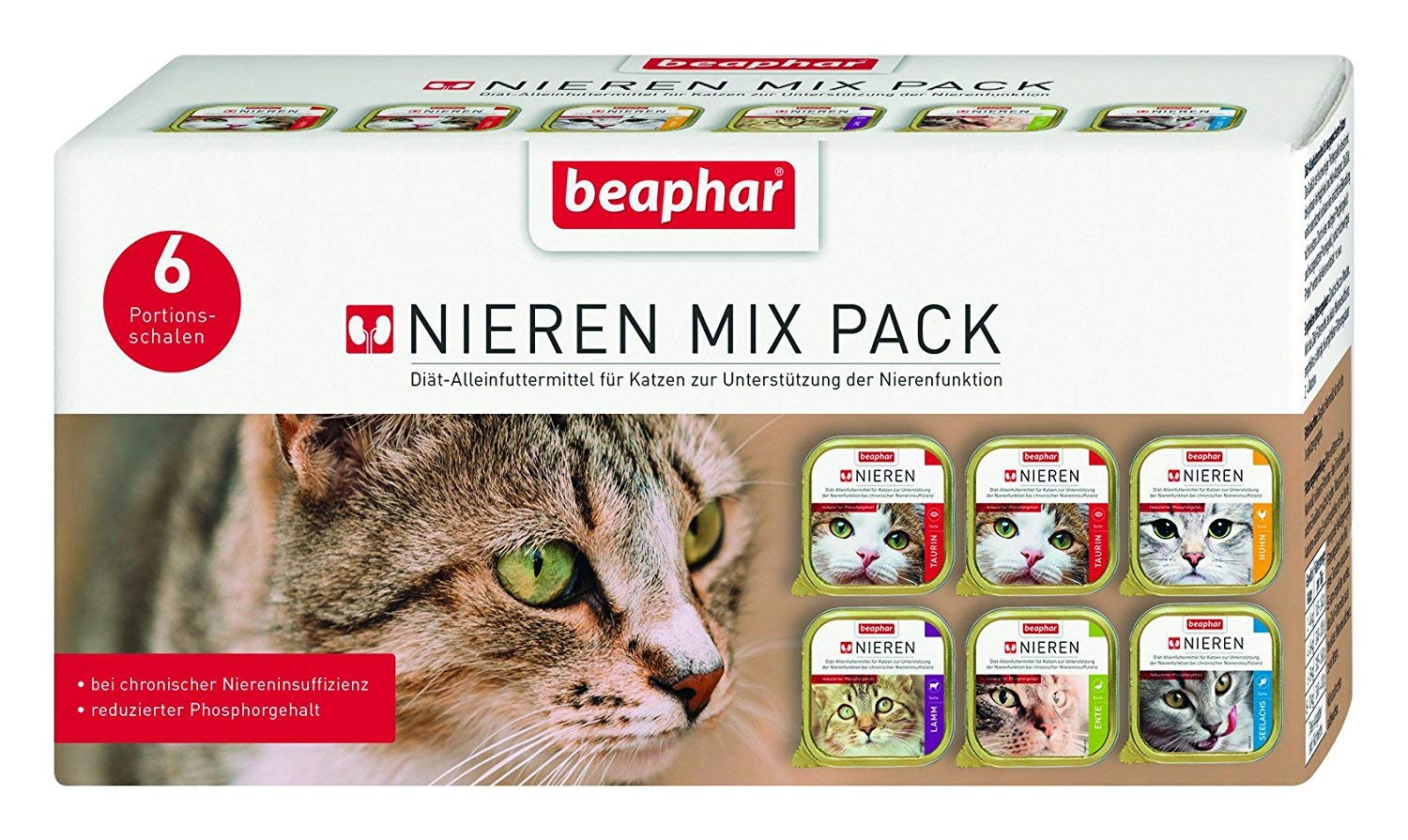 beaphar Katzen Nieren-Diät-Mix-Pack 600g (6x6x100g = 36 x 100g)