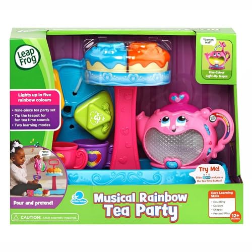 LeapFrog 603203 Musikalische Regenbogen Party Lernspielzeug und Vorspiel Pädagogisches Teeset für Kinder mit Formsortierer, Lichter und Lieder, Mehrfarbig