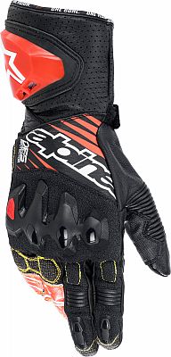Alpinestars GP Tech V2 Gloves Sporthandschuhe Motorradhandschuhe Känguru Aramid, BLACK WHITE RED FLUO, M