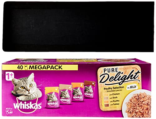 Whiskas Pure Delight Nassfutterbeutel leckere und leckere Geflügelauswahl in Gelee, geeignet für Katzen ab 1 Jahr, 40 x 85 g