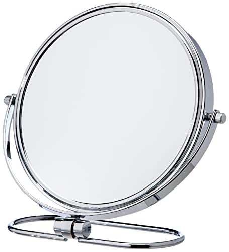 HIMRY Faltbare Doppelseitig Kosmetik Spiegel 8 inch, 7X Vergrößerung, 360° drehbar. Kosmetikspiegel Tischspiegel, 2 Spiegel: normal und 7 - Fach Vergrößerung, verchromten, KXD3125-7x