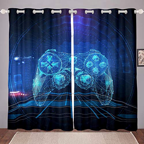 Tbrand Spielthema Blickdichte Vorhänge Spielekonsole Gamepad Fenstervorhang 137x117cm für Kinder Jugendliche Science Fiction Videospiel Dekor Vorhänge Moden Gaming